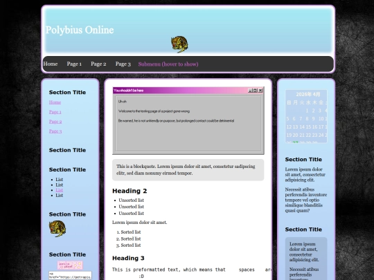 testingpage screenshot