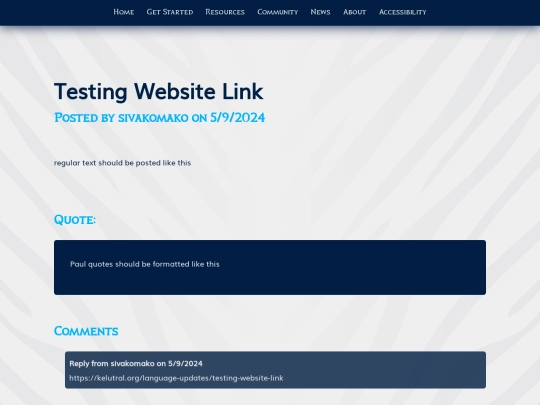 language-updates/testing-website-link screenshot