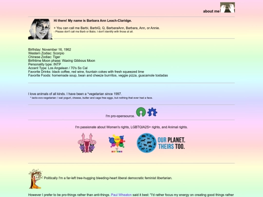 about/me screenshot