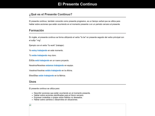 Sitio web ingles/Presente Continuo screenshot