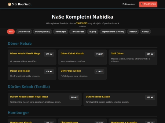 menu screenshot