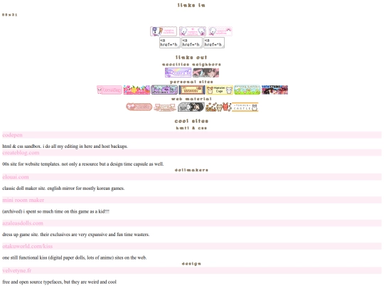 links screenshot