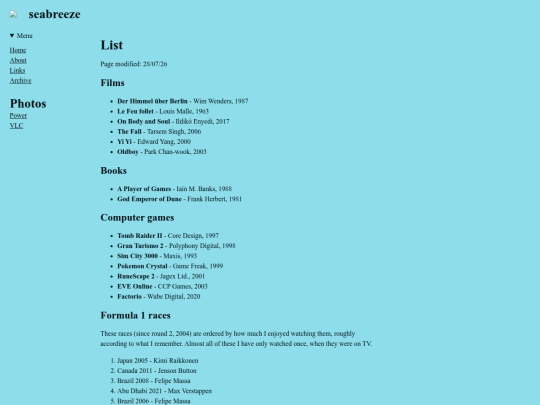 list screenshot
