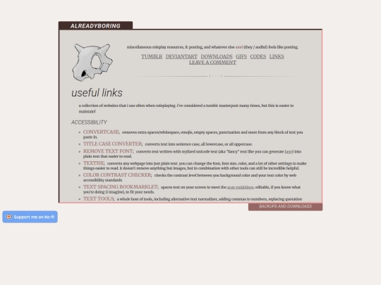 links screenshot