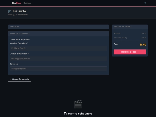 Examen2/cinestore/order screenshot
