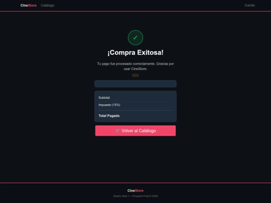 Examen2/cinestore/success screenshot
