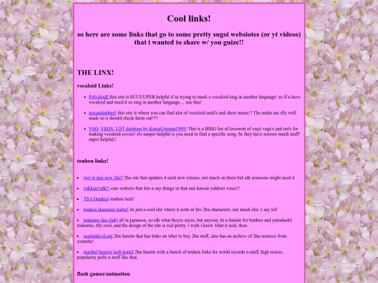 links screenshot