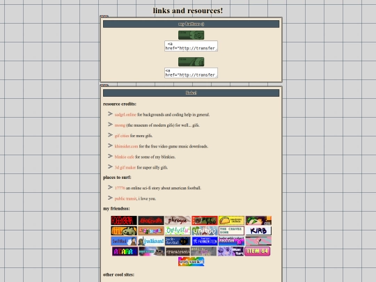 links screenshot