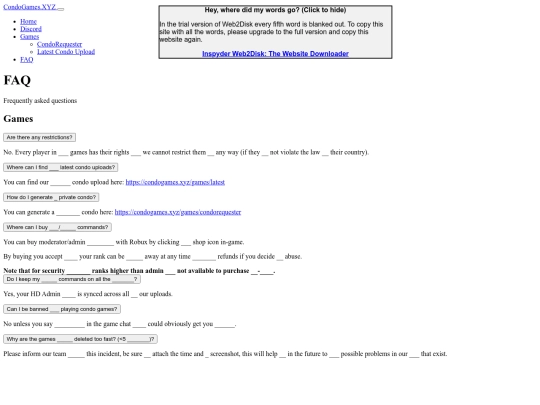faq screenshot