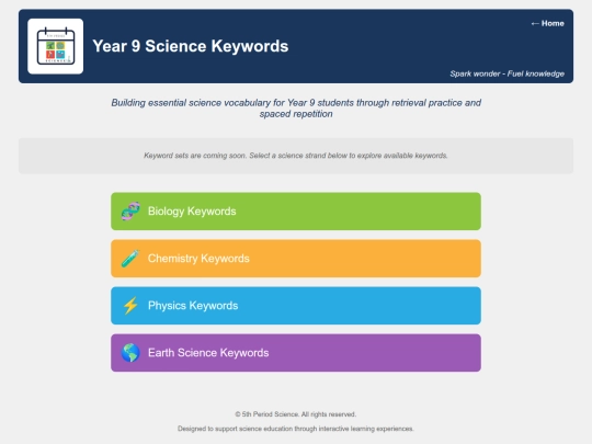 Year9Keywords screenshot