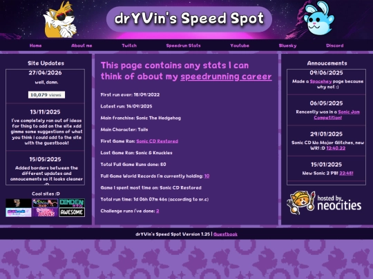 Speedrunstats screenshot