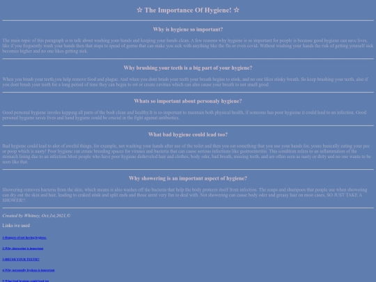 classwork/hygiene screenshot