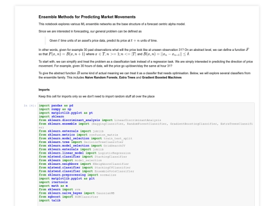 Ensemble Methods for Predicting Market Movements screenshot
