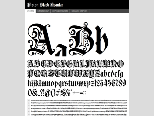 medieval font for neocities/piston-black.regular-demo screenshot