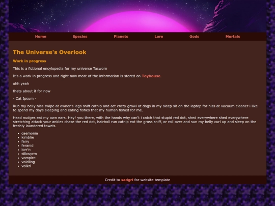 species screenshot