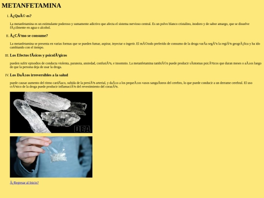 Proyecto final, Las drogas de hoy en día/Metanfetamina screenshot