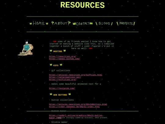 projects/links/resources screenshot