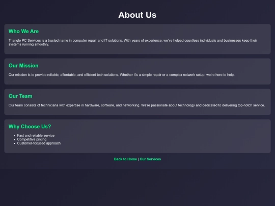 Triangle PC/About us screenshot