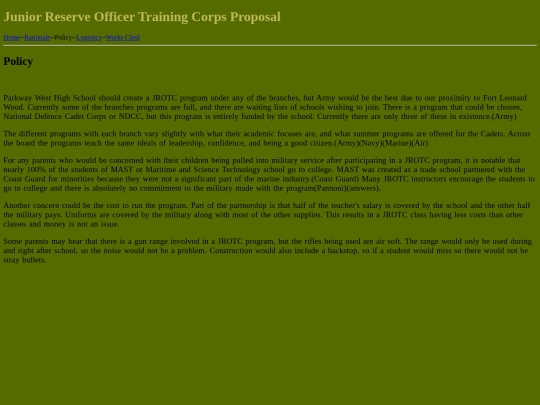 PolicyJROTC screenshot