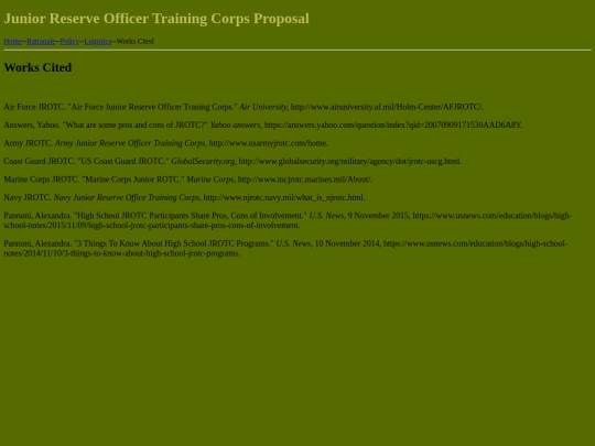 WorksCitedJROTC screenshot