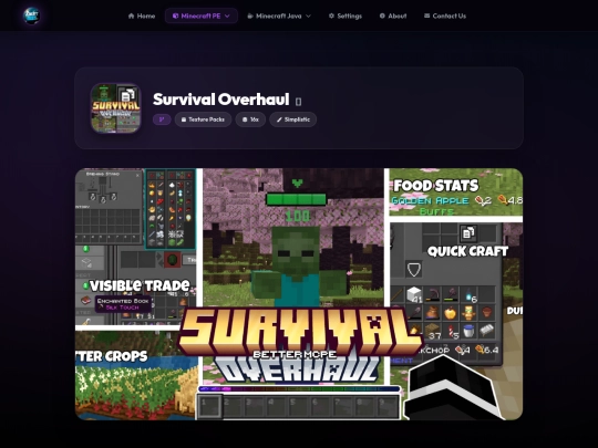 minecraft-pe/resource-packs/survival-overhaul screenshot