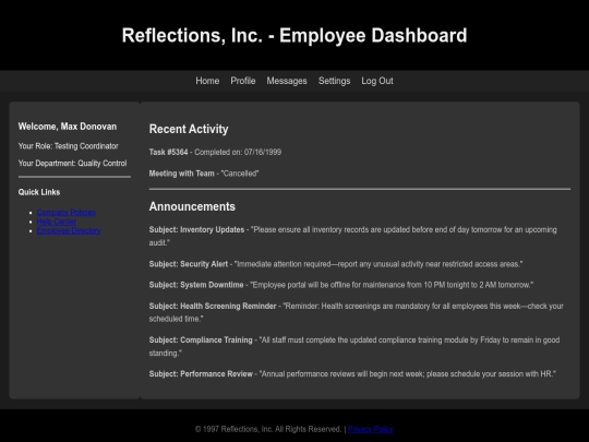 employee-dashboard screenshot