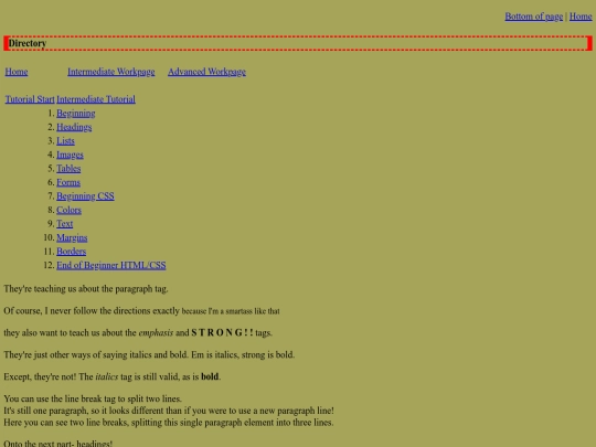 Tutorial Workpage screenshot
