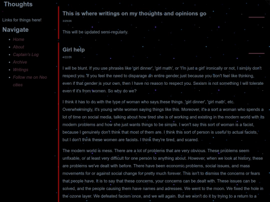 Writings/Thoughts screenshot