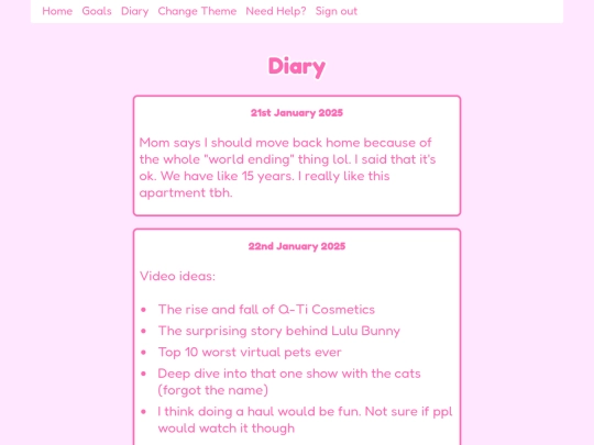 y3/diary screenshot