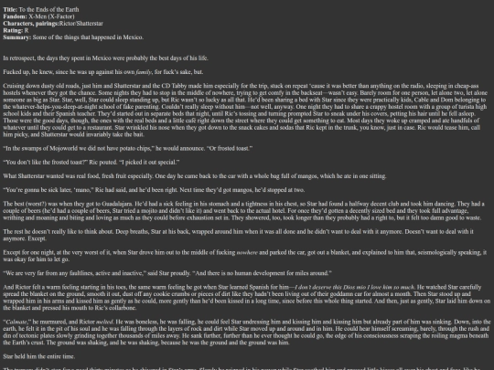fanfiction/To-The-Ends-of-The-Earth screenshot