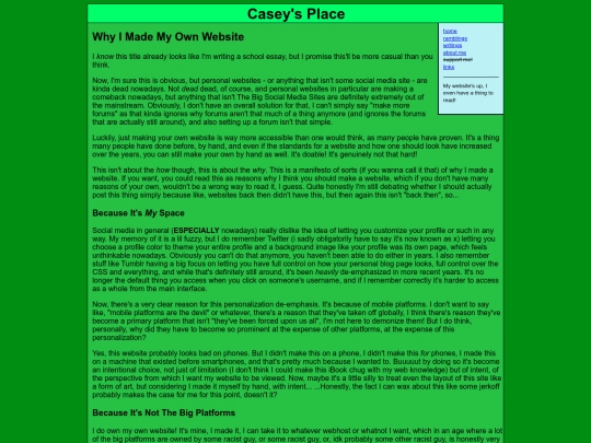 ramblings/whymakewebsite screenshot