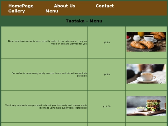 Menu screenshot