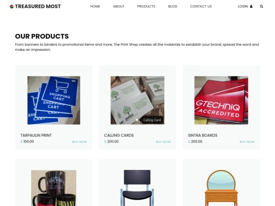 products screenshot