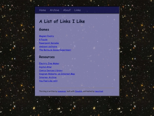 links screenshot