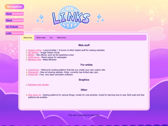Links screenshot