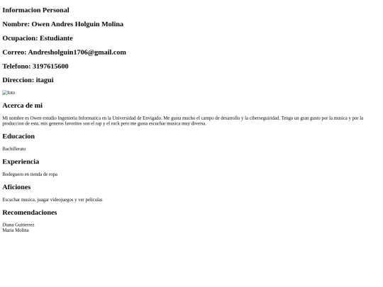 html/HojaDeVida screenshot