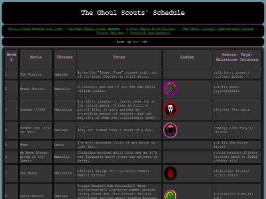 schedule screenshot