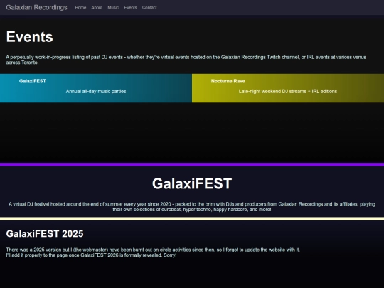 events screenshot