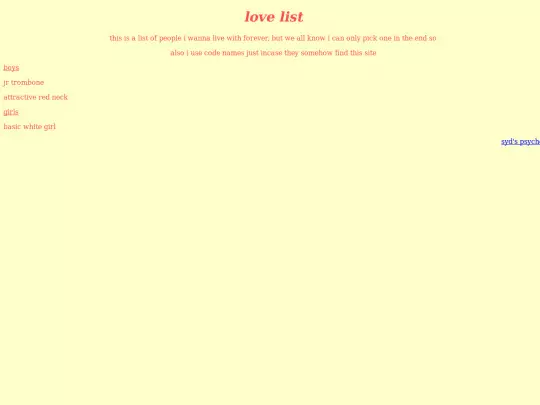 love list screenshot