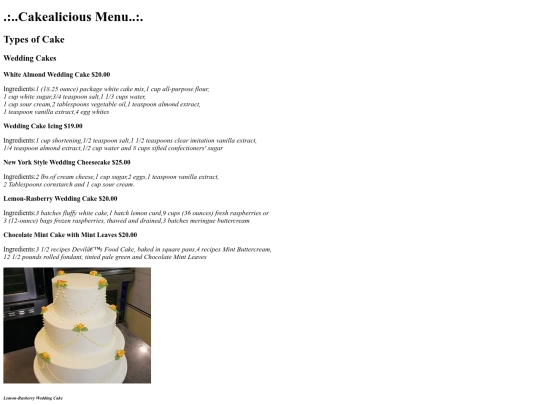 Menu screenshot