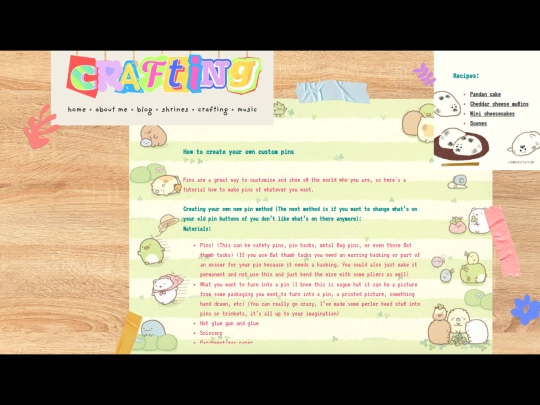 craftingpage screenshot
