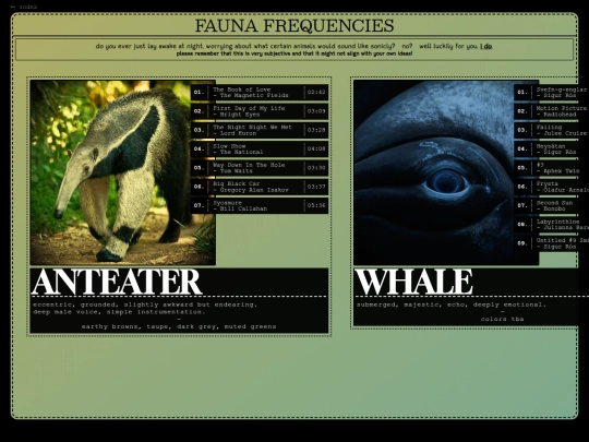 pages/faunafrequencies screenshot