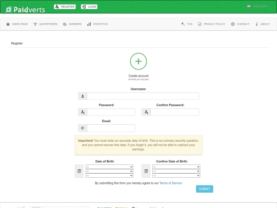Register screenshot