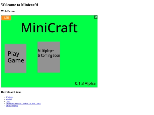 MinicraftWebpage screenshot