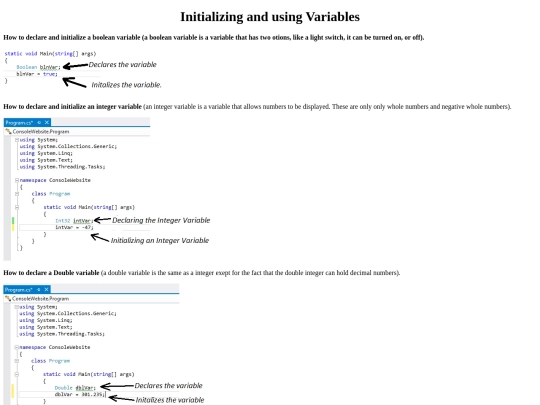 variables screenshot