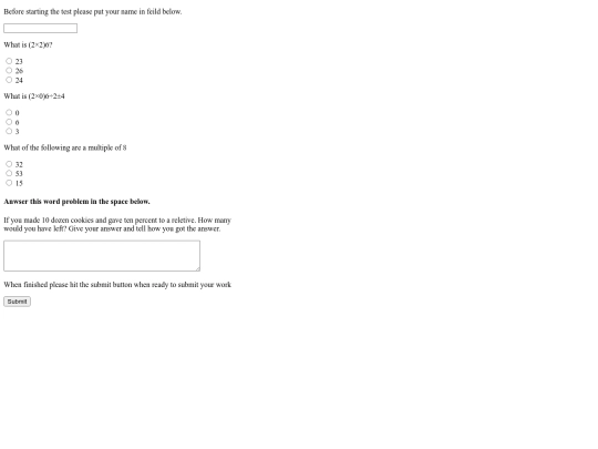 Math-test screenshot
