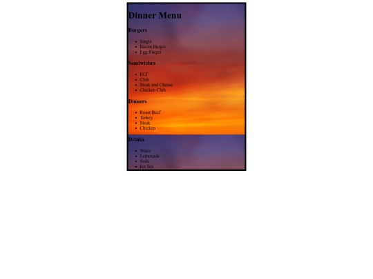Menus/Lunch-Menu screenshot