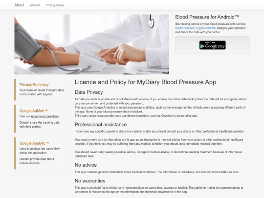 pages/mydiary-privacy-policy screenshot