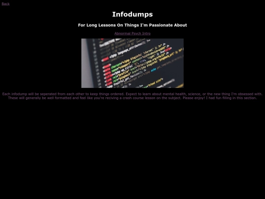 infodumps screenshot