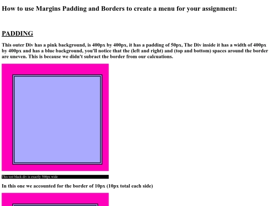 LESSONS/margins-padding-borders screenshot